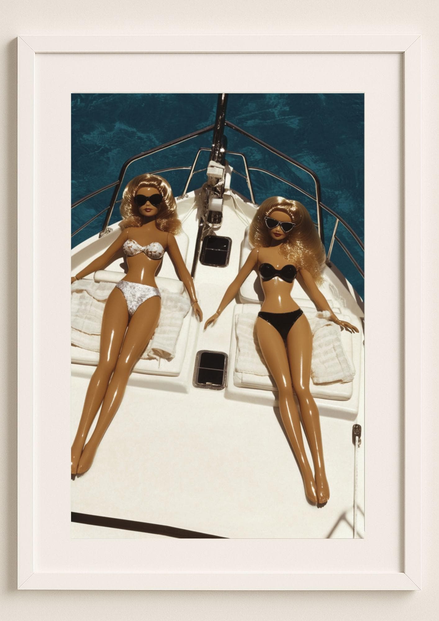 Yacht Sunbathing Glamour Art Print – Slim Aarons Inspired Coastal Wall Art