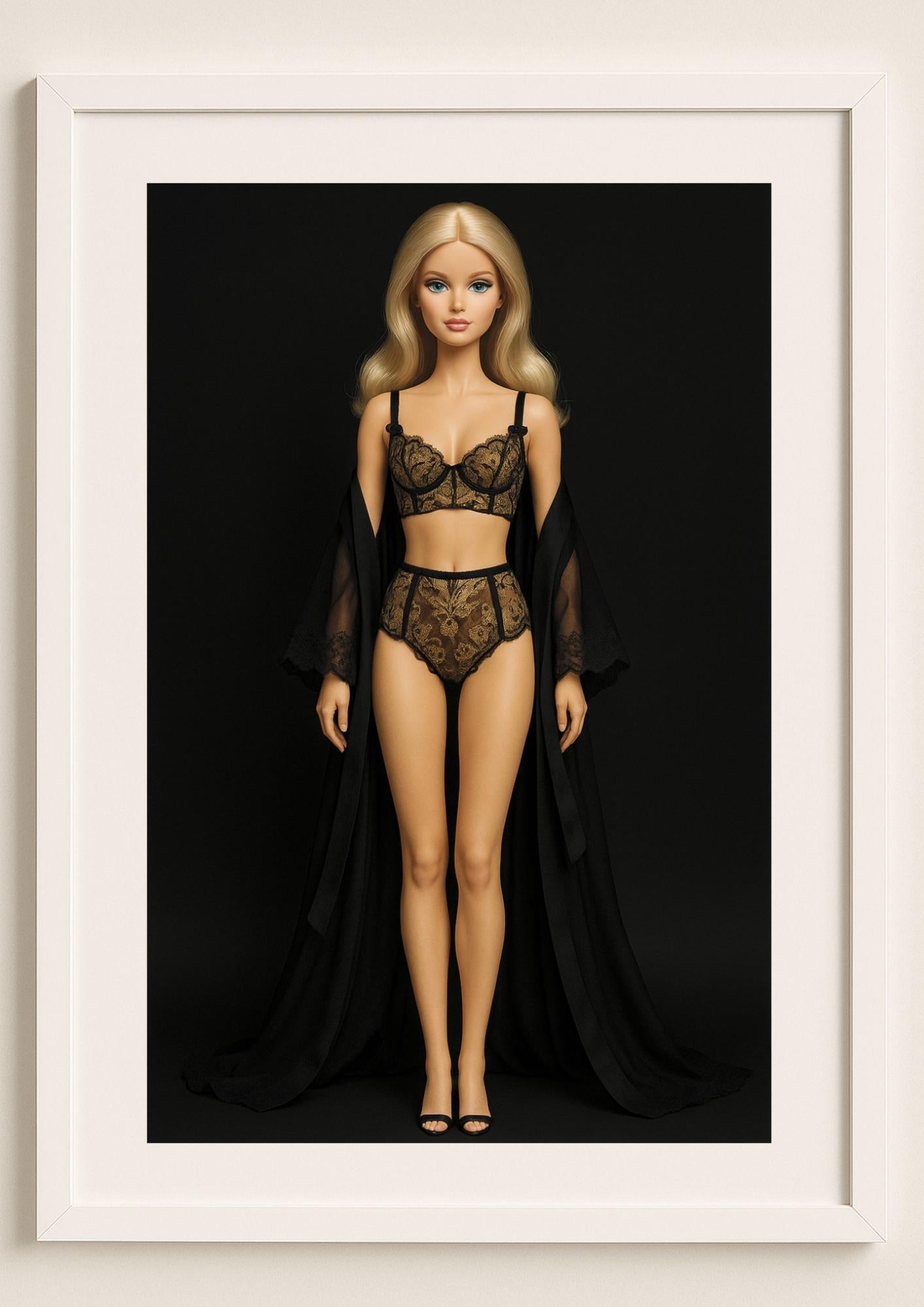 Velvet Allure Art Print – Modern Fashion Doll Portrait