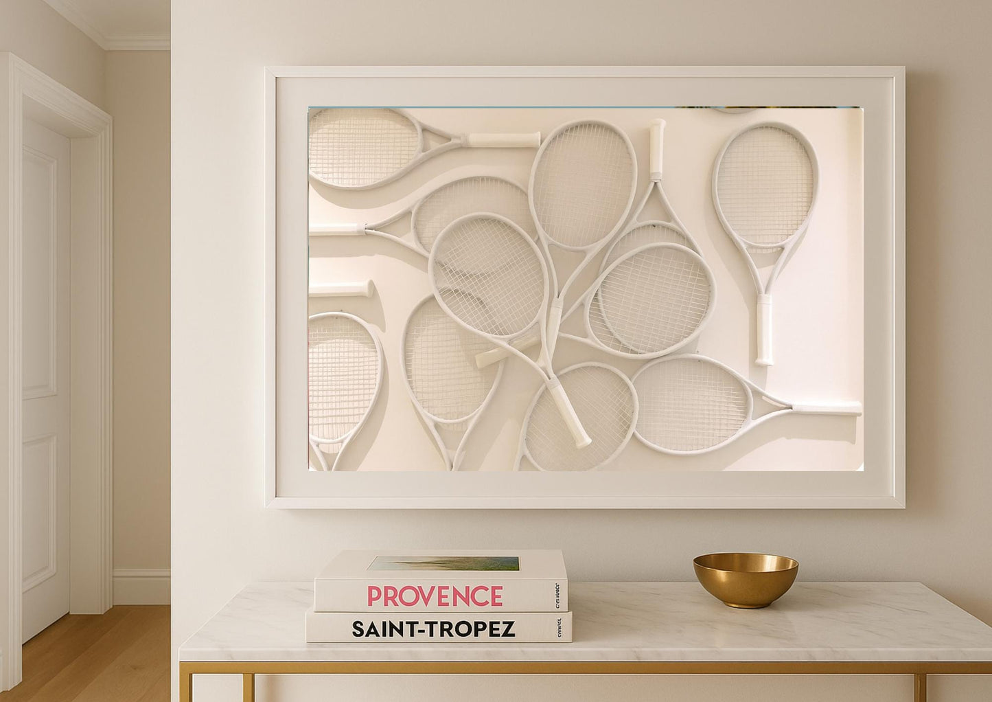 White Rackets Art Print – Minimalist Modern Sports Luxe Wall Art