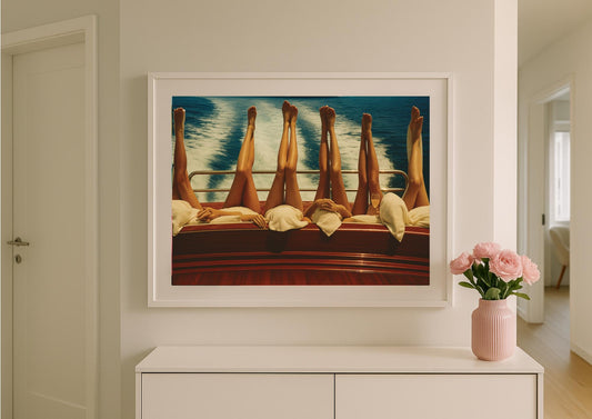 Mid-Century Jet Set Art Print – Slim Aarons Inspired Sunbathers at Sea