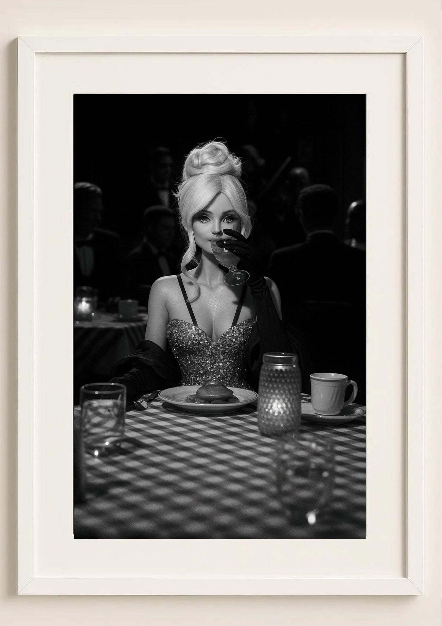 The Dinner Muse Art Print – Vintage Hollywood Noir Portrait