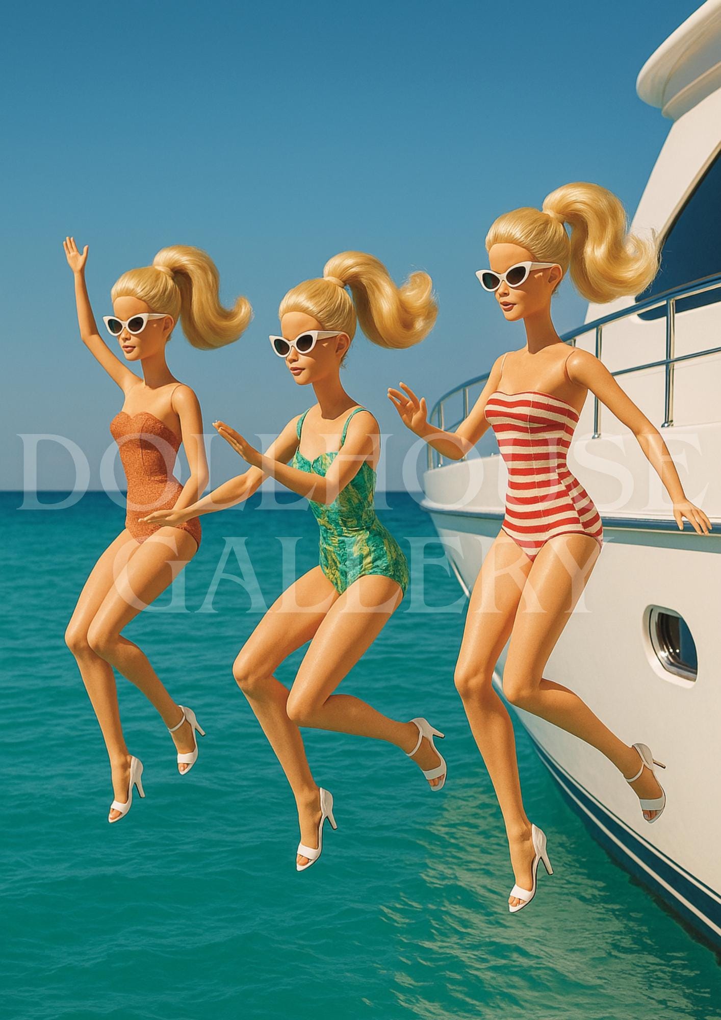 Vintage Coastal Chic Art Print – Slim Aarons Inspired Poolside Elegance