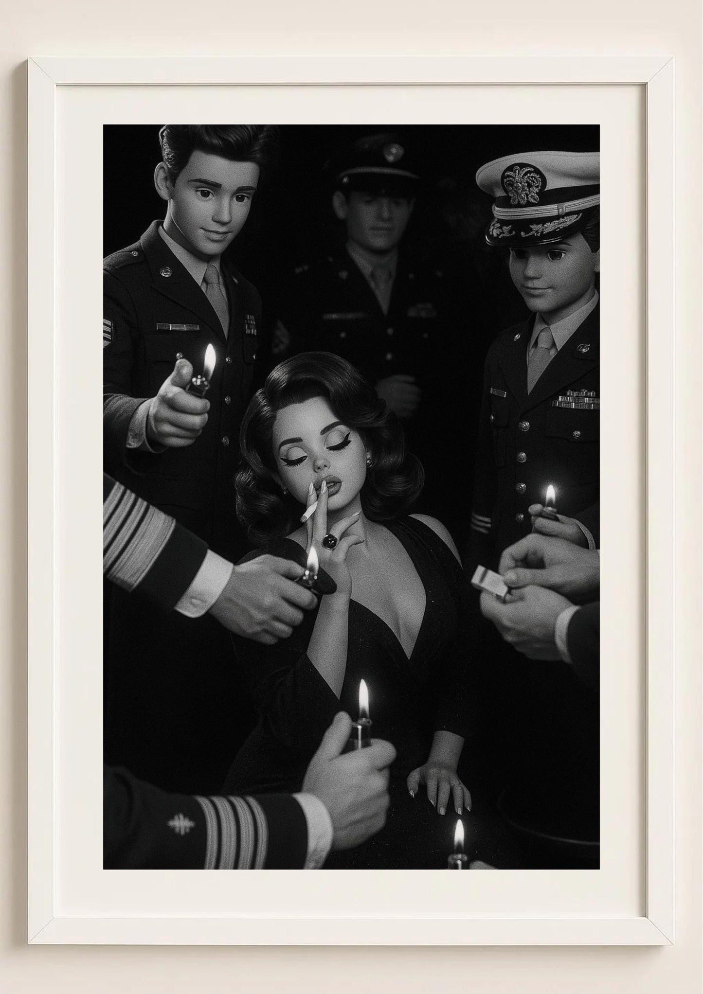 The Flame Art Print – Slim Aarons Inspired Black & White Glamour