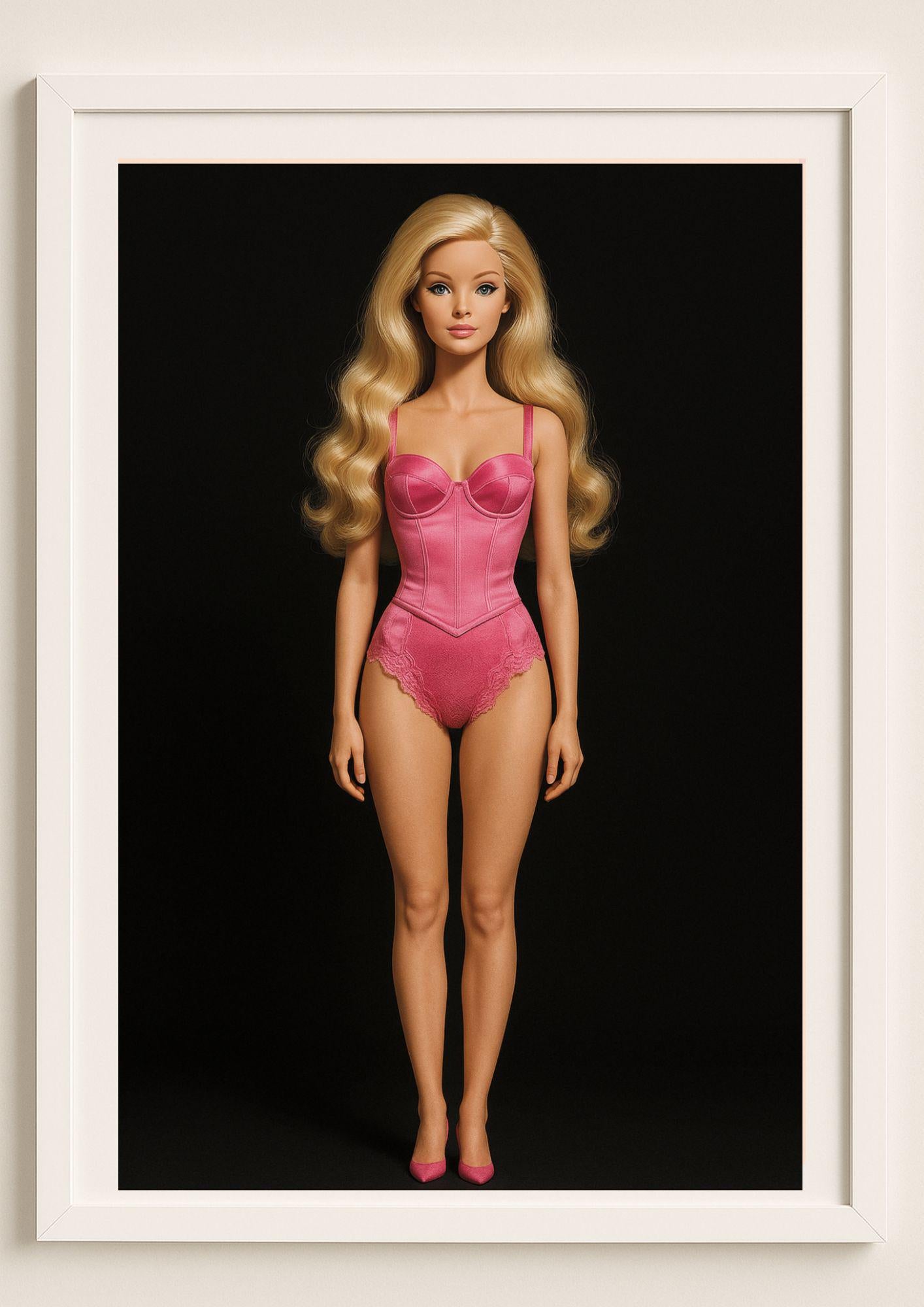 Blush Corset Art Print – Modern Glamour Fashion Portrait