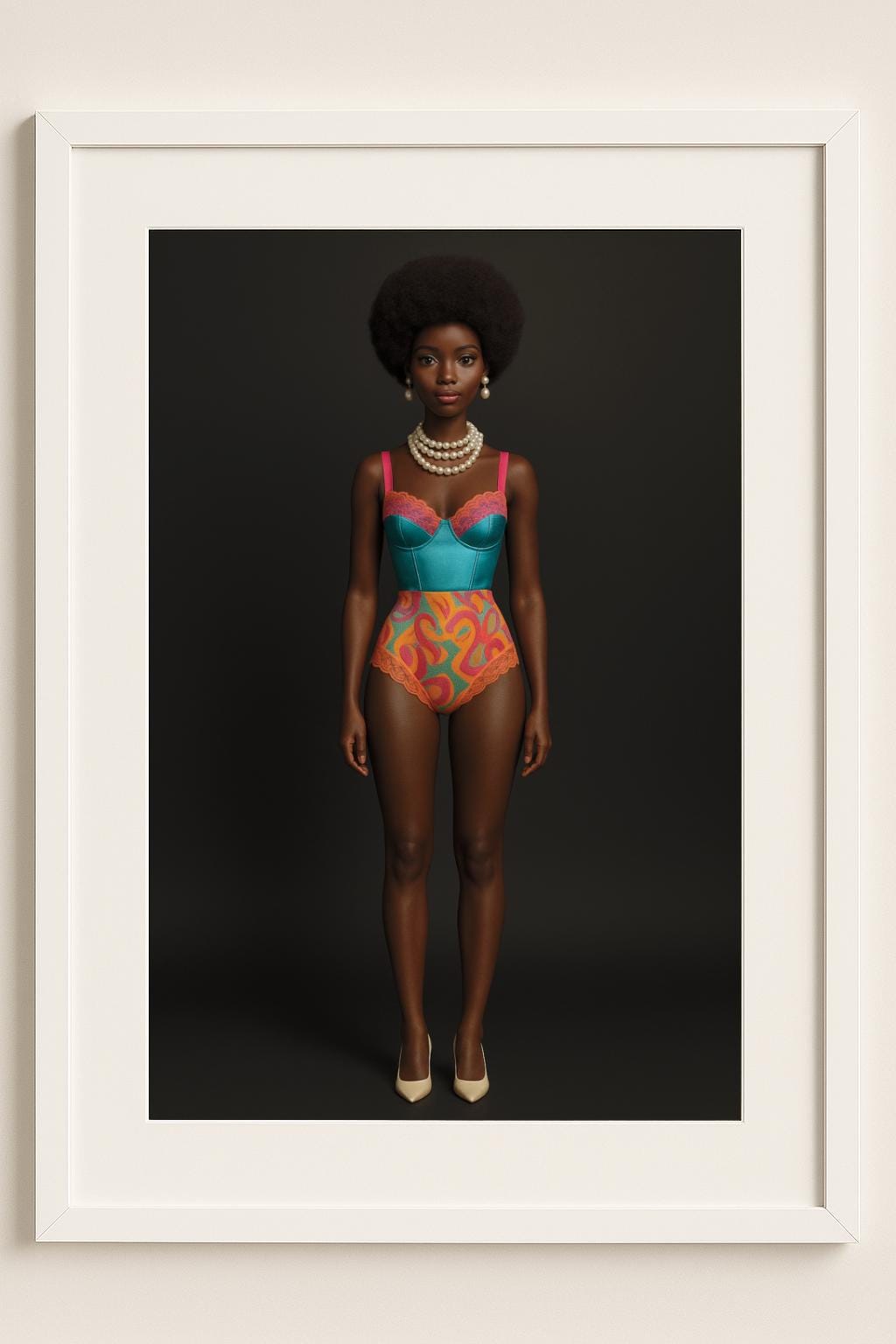 Vibrant Muse Art Print – Modern Retro Fashion Portrait Wall Art