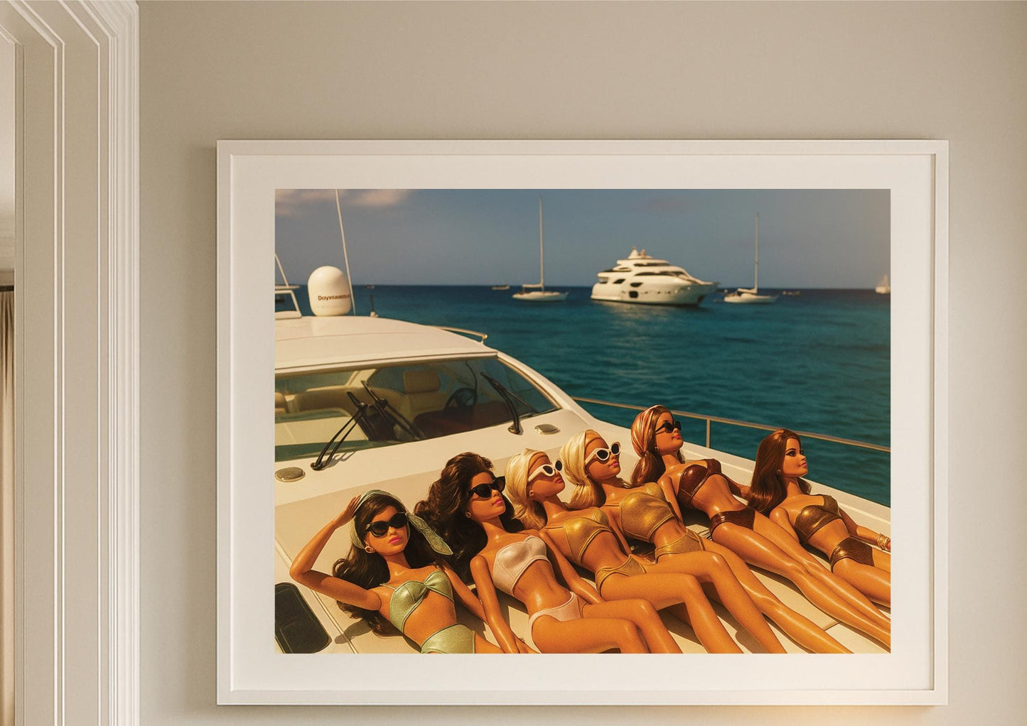 Golden Hour Yacht Scene Art Print – Slim Aarons Inspired Luxury Summer Wall Art