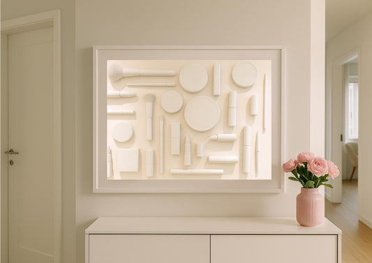 Monochrome Vanity Art Print – Minimalist Beauty Composition Wall Art