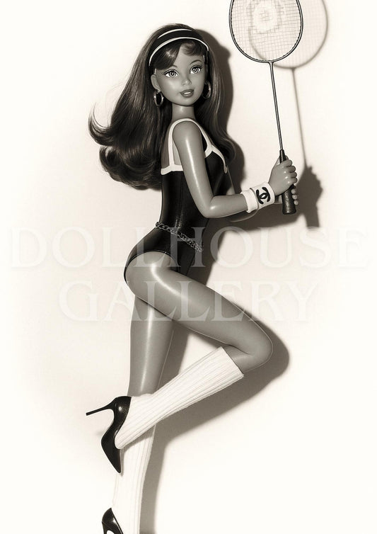 Vintage Tennis Muse Art Print – Retro Glamour Fashion Wall Art