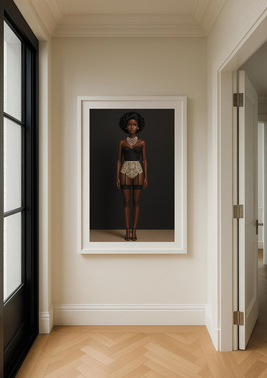 Golden Grace Art Print – Modern Fashion Portrait Wall Art