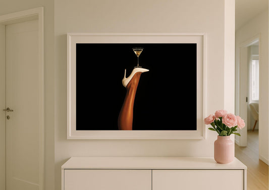 Martini Balance Art Print – Modern Glamour Minimalist Portrait