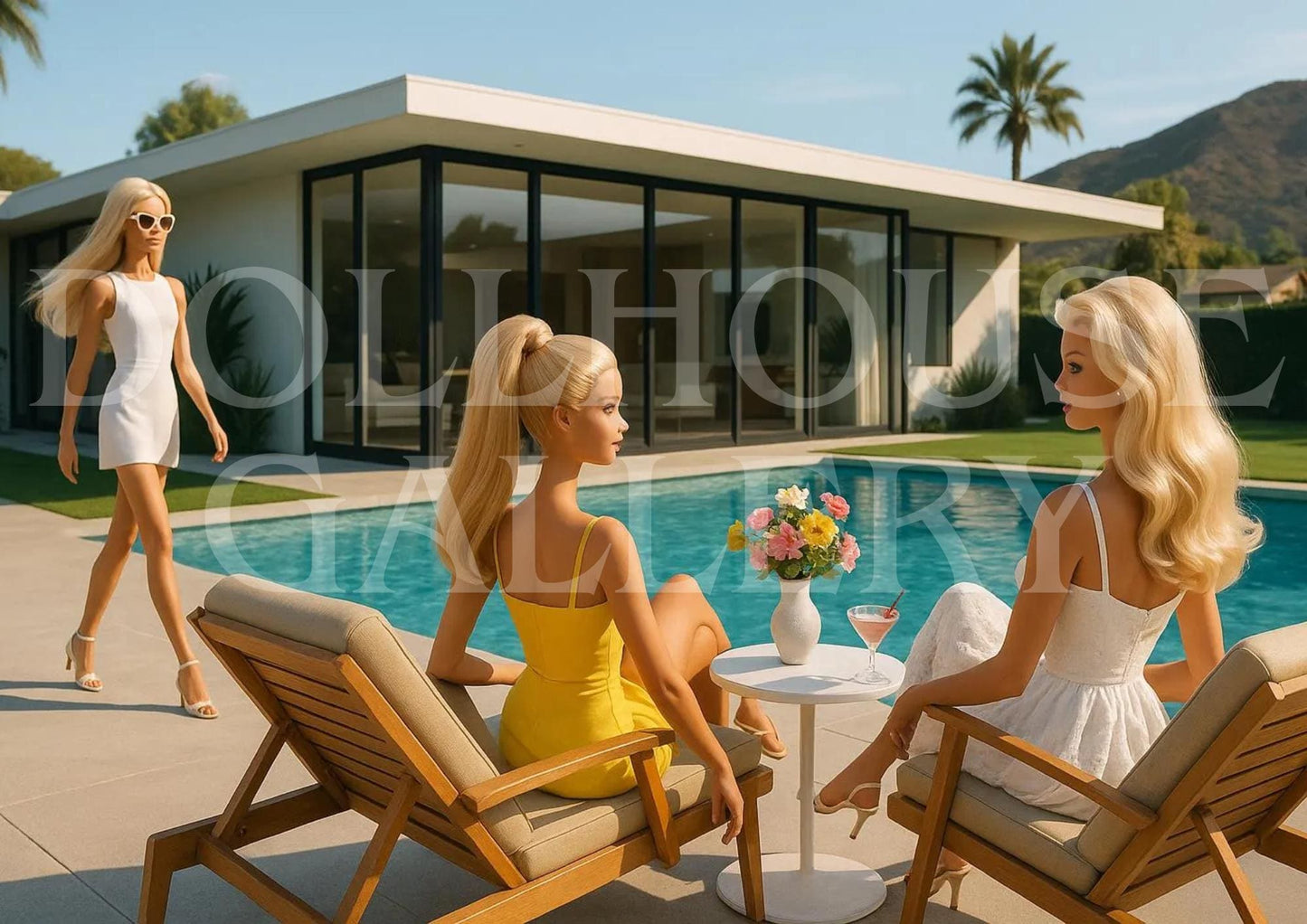 Poolside Conversation Art Print – Slim Aarons Inspired Fashion Wall Art