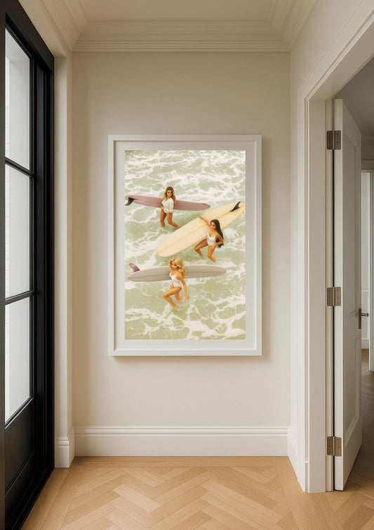 Vintage Surf Chic Art Print – Slim Aarons Inspired Beach Glamour