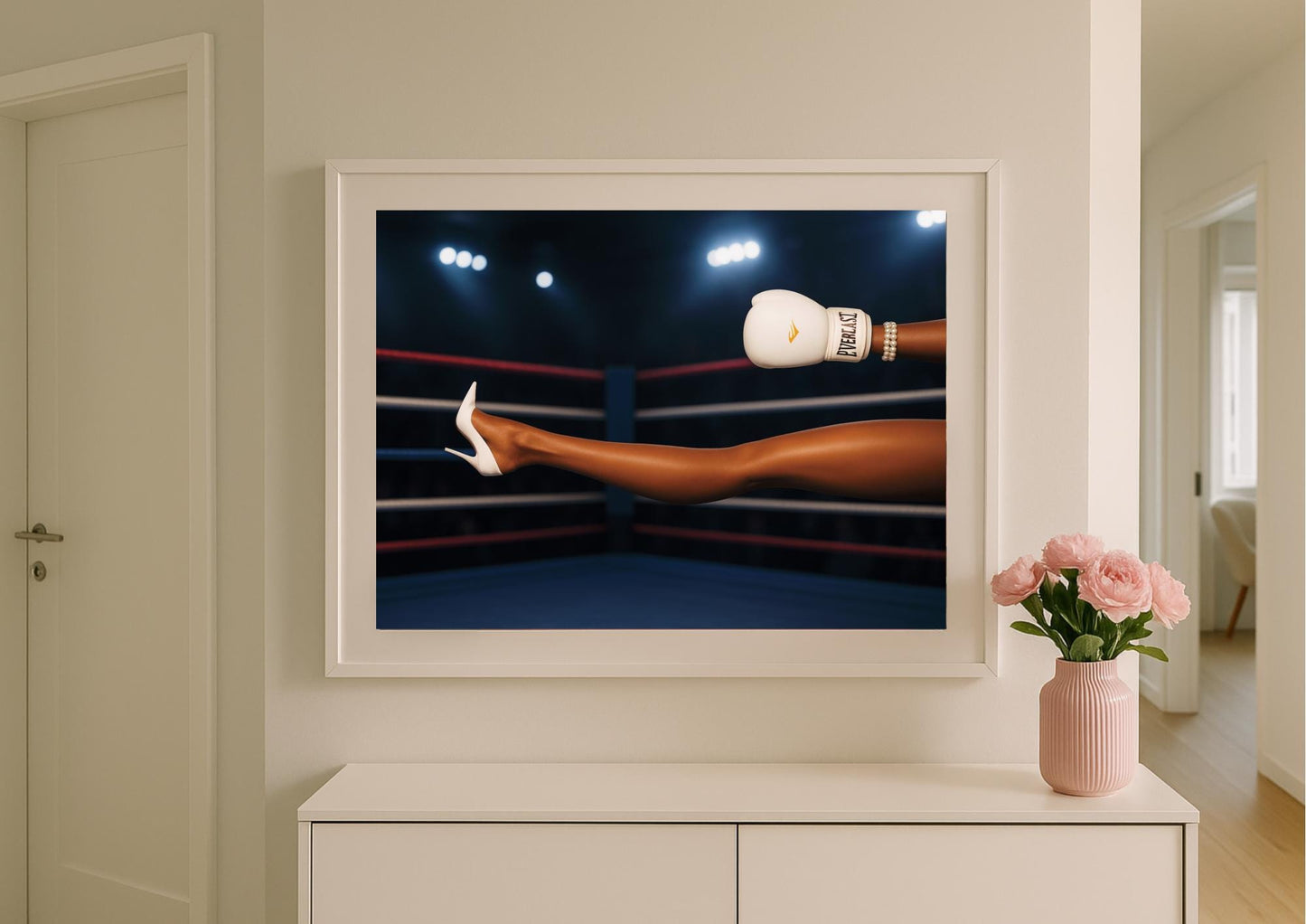 Boxing Ring Wall Art – Empowering Feminine Fashion Print