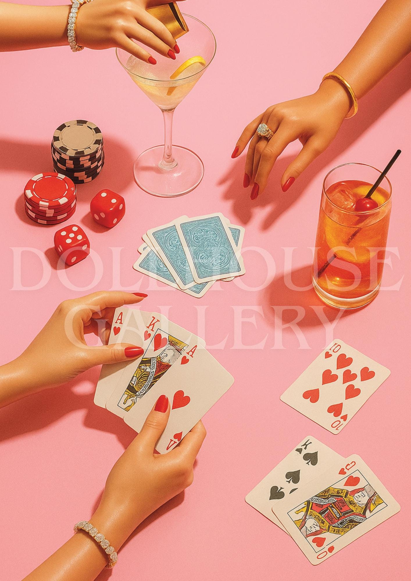 High Stakes Art Print – Glamorous Poker Night Pop Art Wall Decor