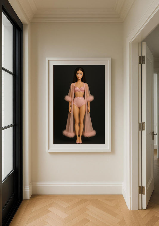 Blush Reverie Art Print – Modern Vintage Glamour Portrait