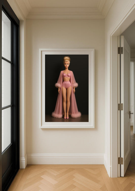 Blush Reverie Art Print – Vintage Glamour Portrait Wall Art