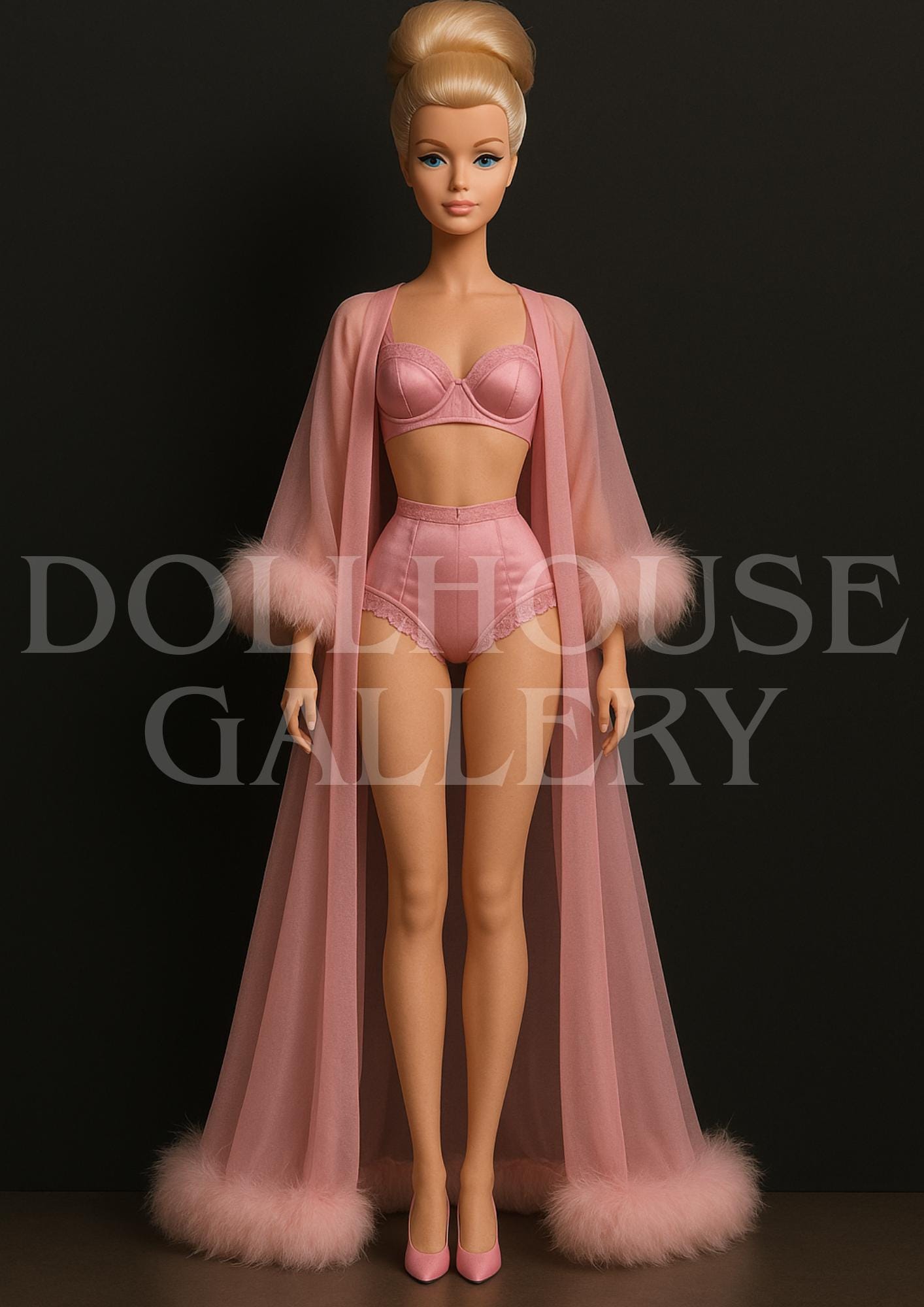 Blush Reverie Art Print – Vintage Glamour Portrait Wall Art