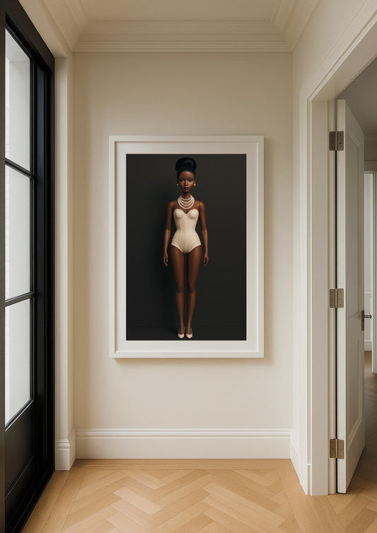 Golden Elegance Art Print – Modern Fashion Portrait Wall Art