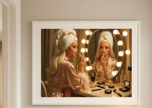 Vanity Moment Art Print – Retro Hollywood Glamour