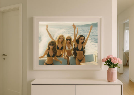 Vintage Summer Celebration Art Print – Slim Aarons Inspired Coastal Wall Art
