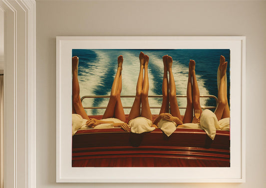 Mid-Century Jet Set Art Print – Slim Aarons Inspired Sunbathers at Sea