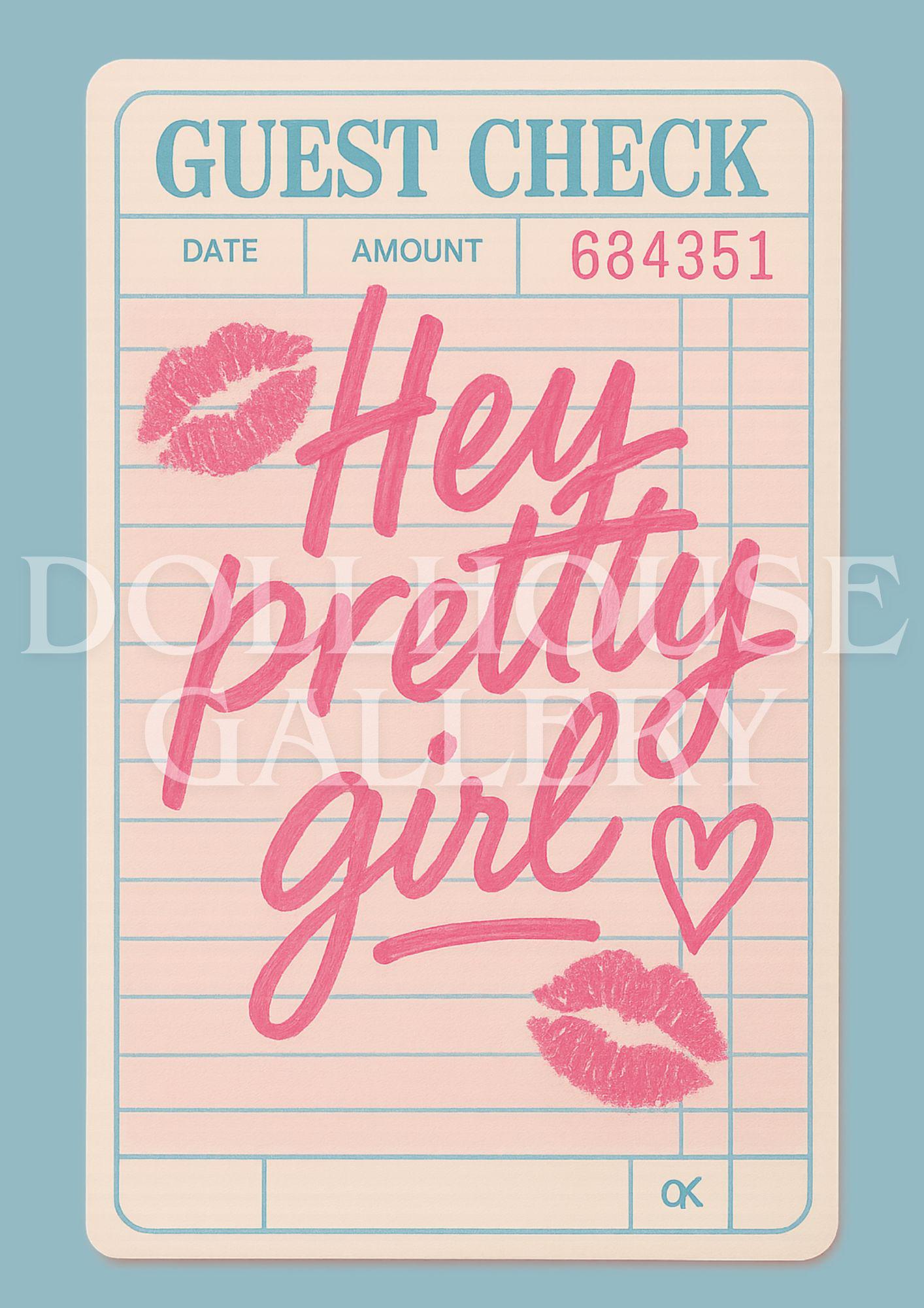 Hey Pretty Girl Blue Art Print – Retro Pop Art Wall Decor