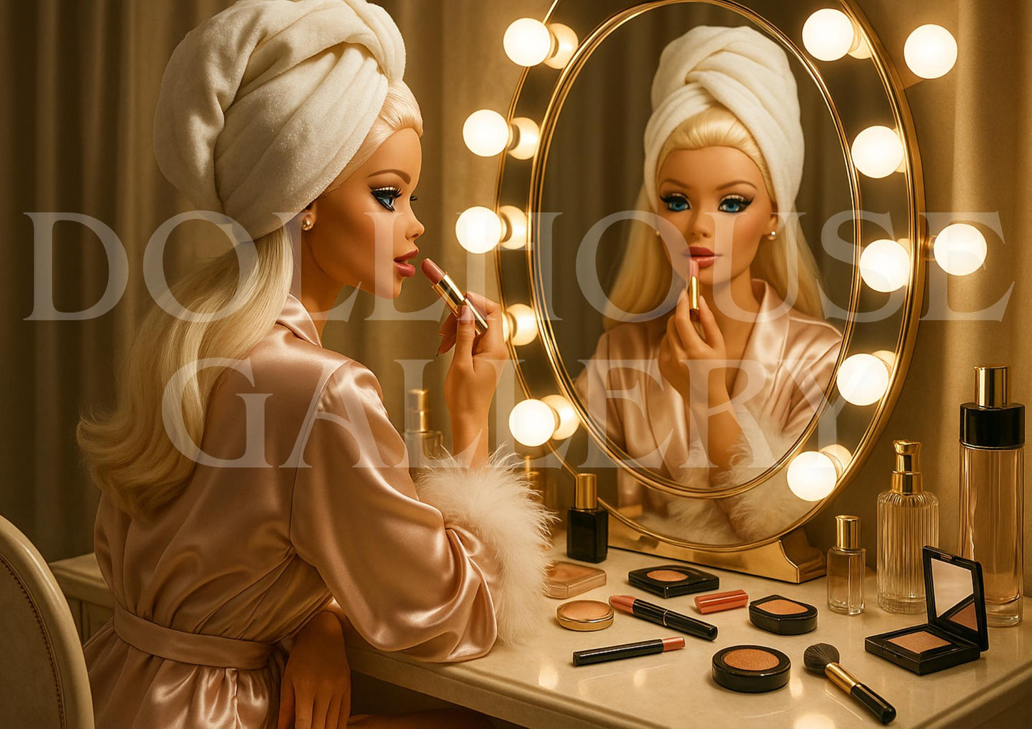Vanity Moment Art Print – Retro Hollywood Glamour