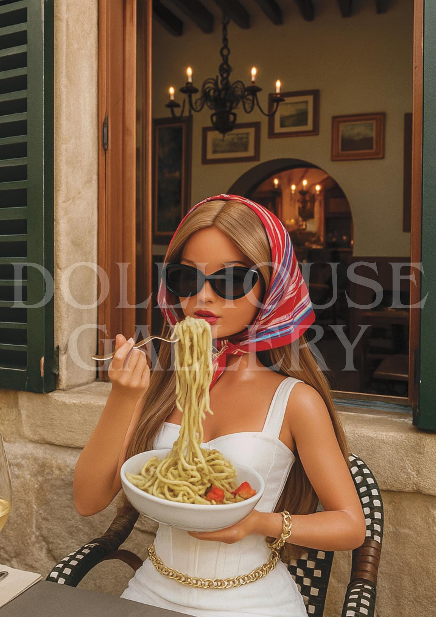 Pasta al Sole Art Print – Slim Aarons Inspired Italian Glamour