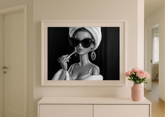 Breakfast at Midnight Art Print – Monochrome Glamour Portrait Wall Art