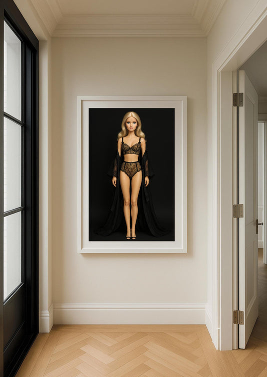 Velvet Allure Art Print – Modern Fashion Doll Portrait