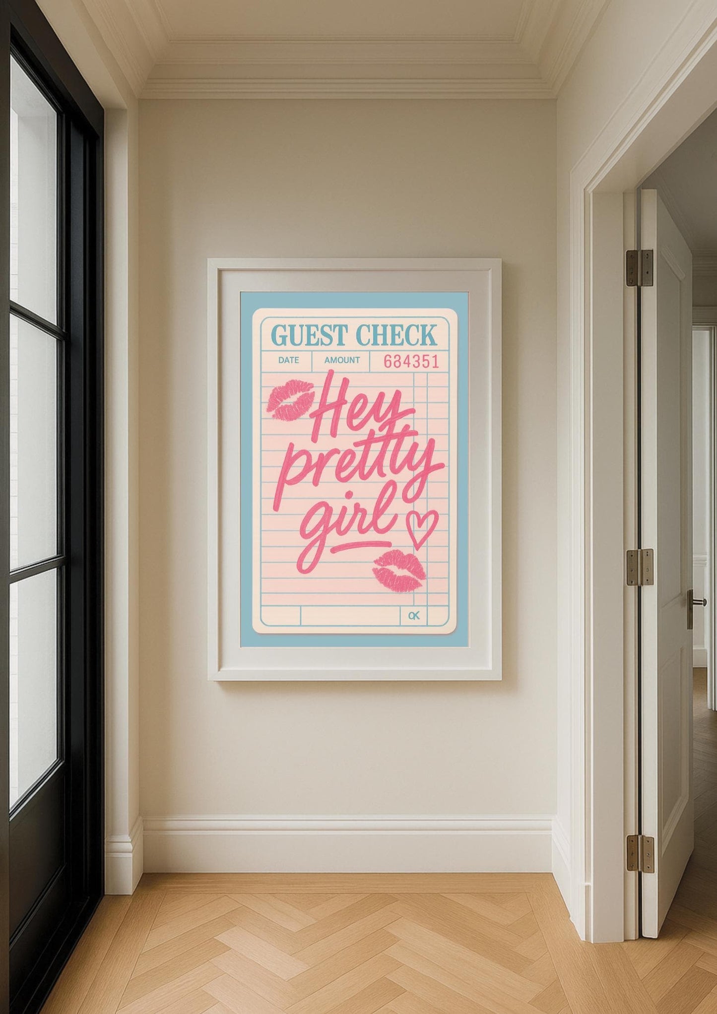 Hey Pretty Girl Blue Art Print – Retro Pop Art Wall Decor