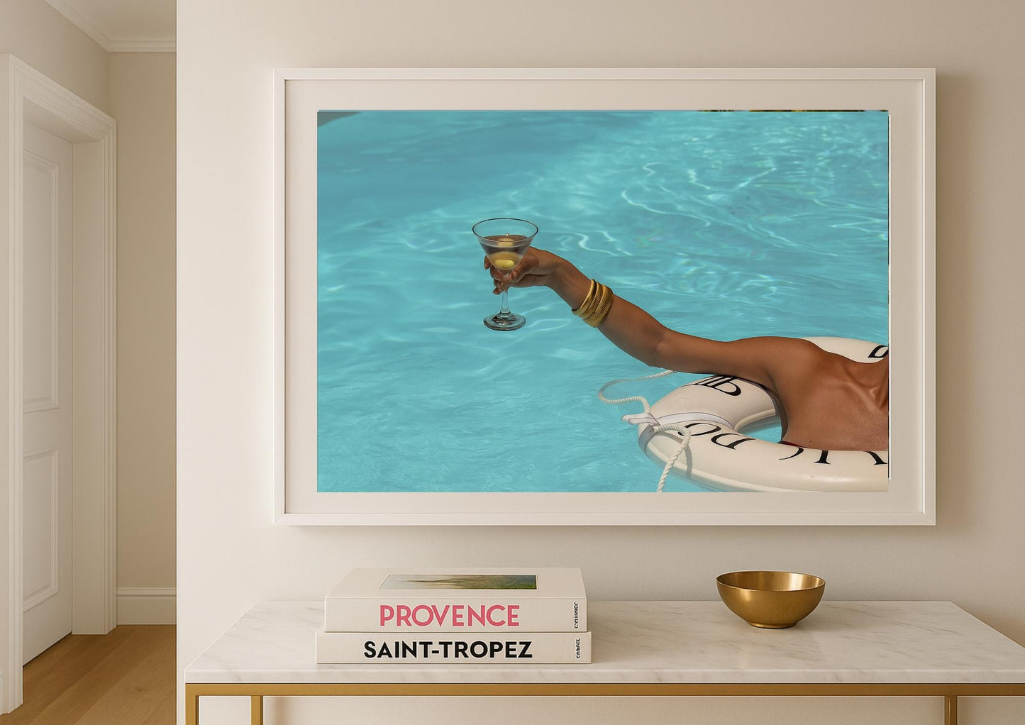 Poolside Martini Art Print – Slim Aarons Inspired Summer Luxury Wall Art