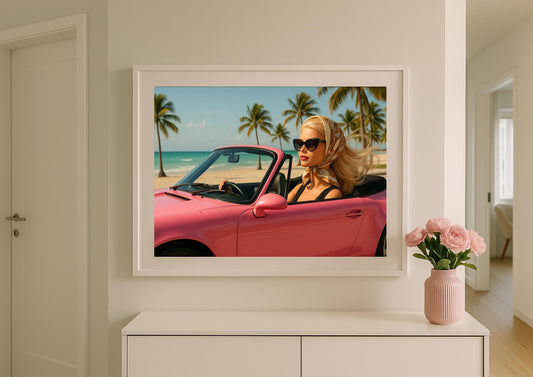 Pink Escape Art Print – Modern Retro Glamour Wall Art