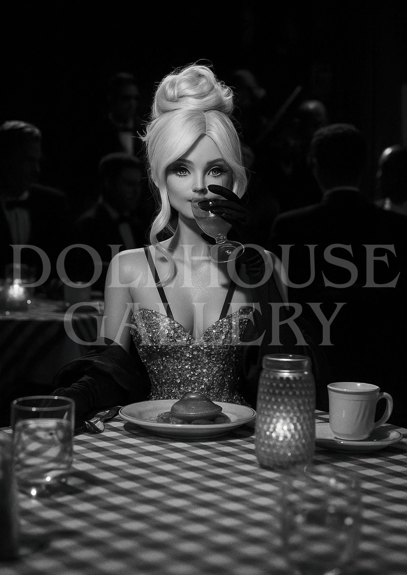 The Dinner Muse Art Print – Vintage Hollywood Noir Portrait