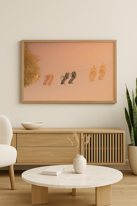 Sunset Heels Art Print – Minimalist Fashion Wall Decor