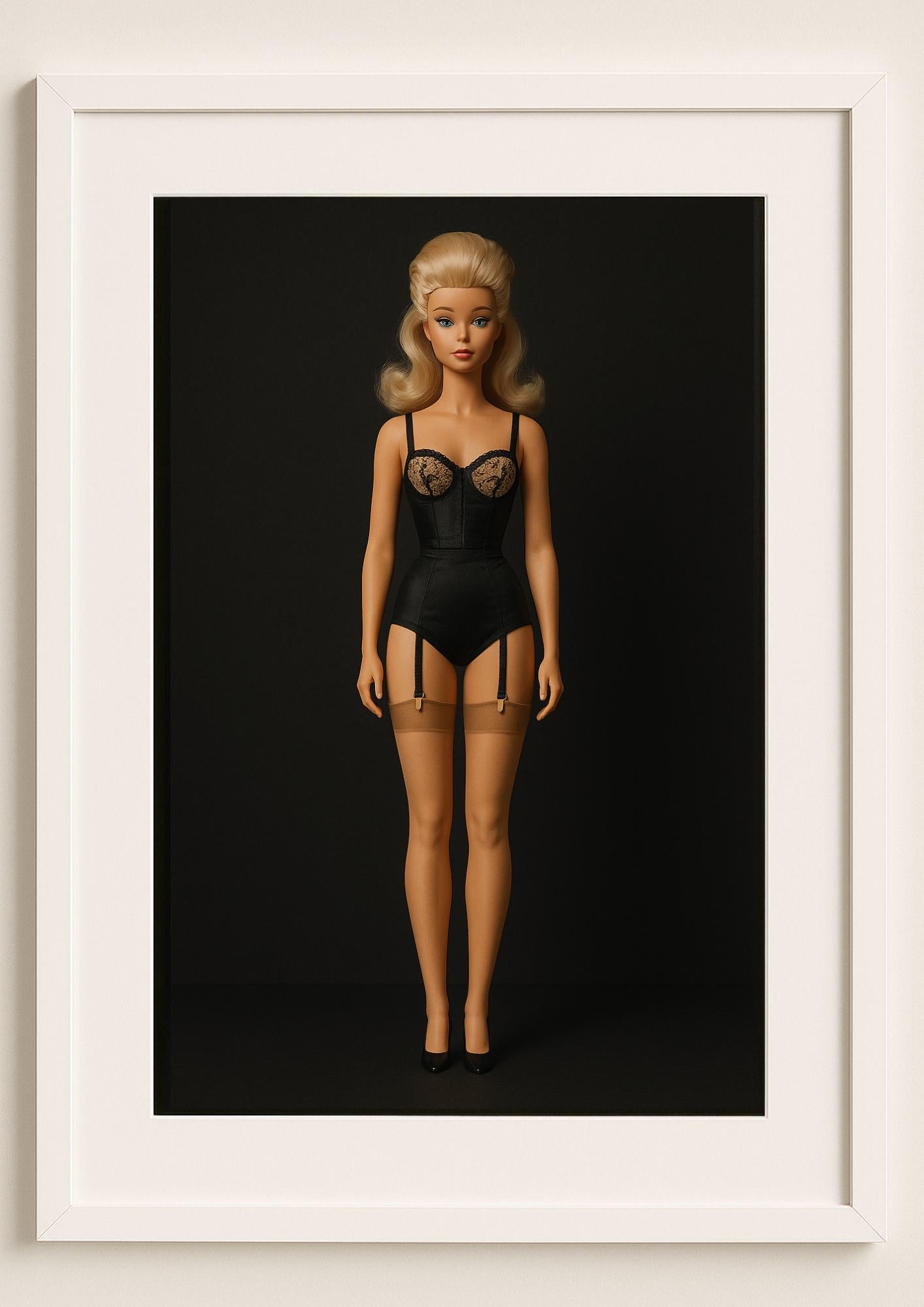 Noir Muse Art Print – Vintage Black Lingerie Portrait Wall Art