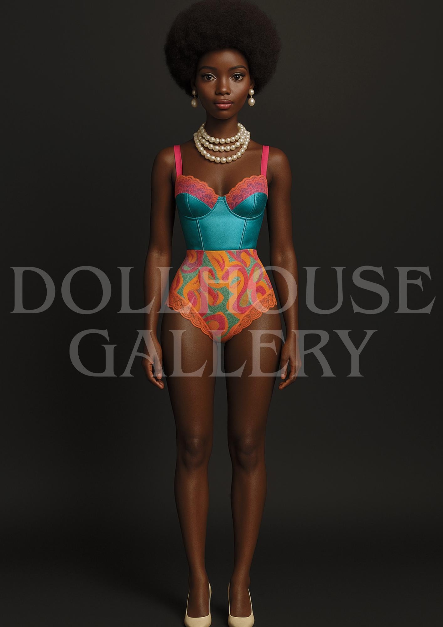 Vibrant Muse Art Print – Modern Retro Fashion Portrait Wall Art