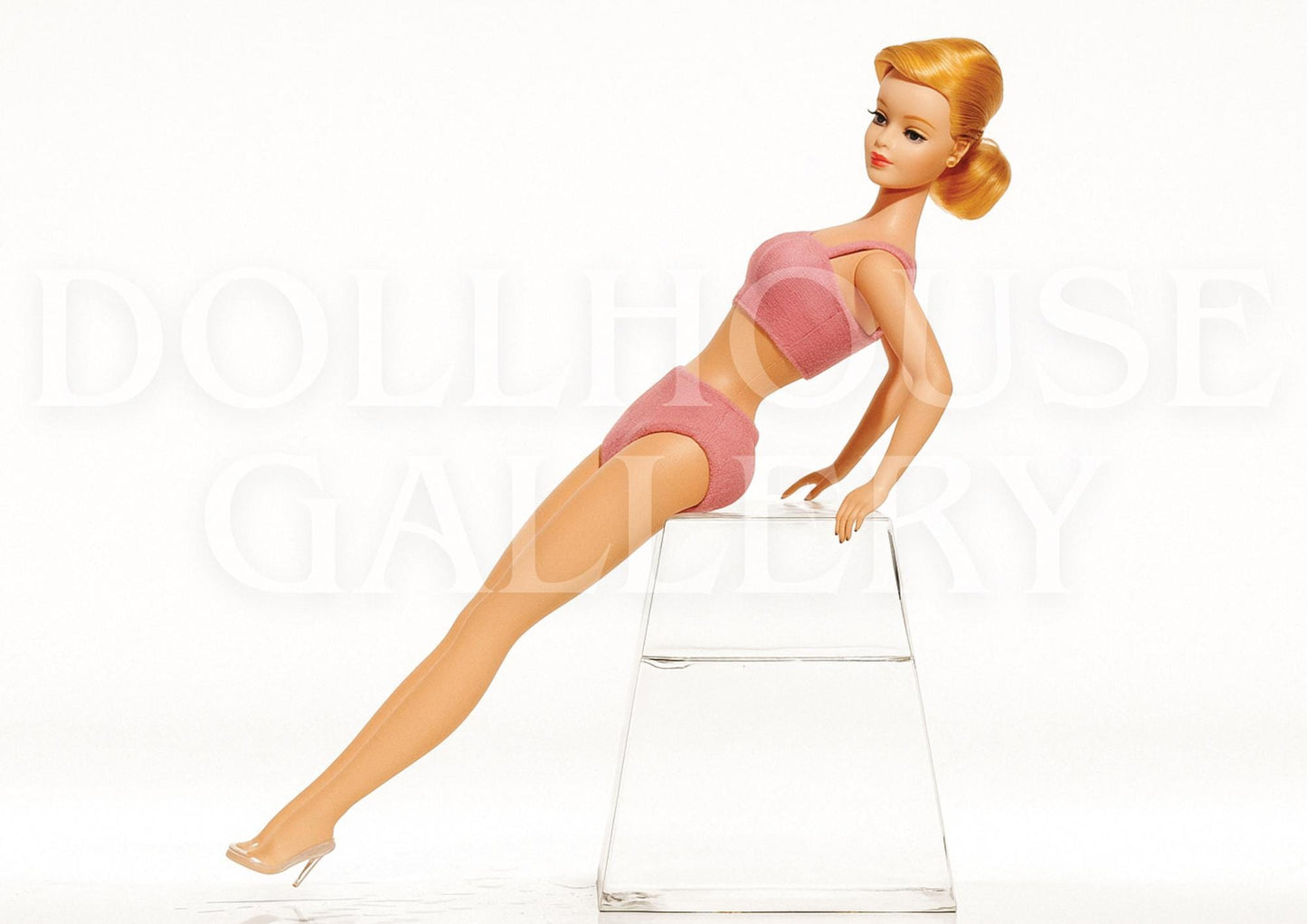 Vintage Blush Swimsuit Art Print – Retro Mid-Century Wall Decor