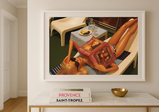 Poolside Reading Art Print – Retro Glamour & Slim Aarons Inspired Wall Art