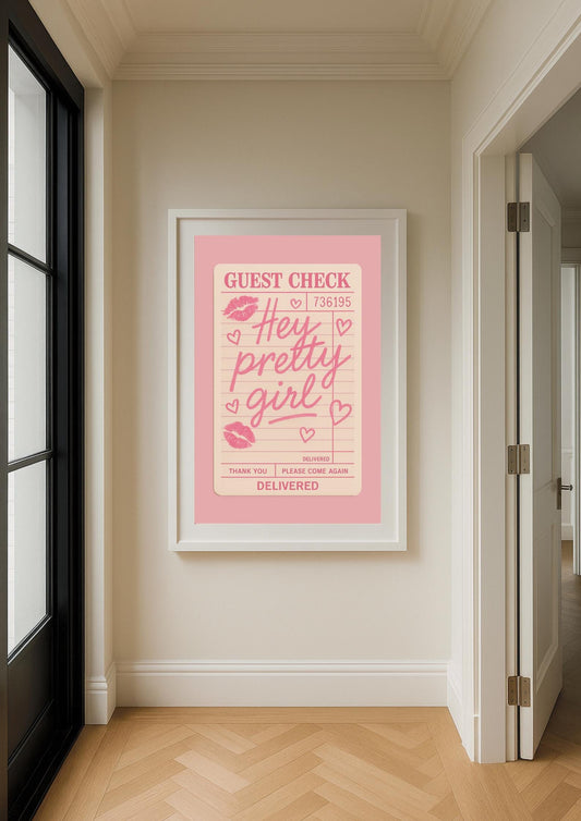 Hey Pretty Girl Art Print – Retro Diner Pop Art Wall Decor