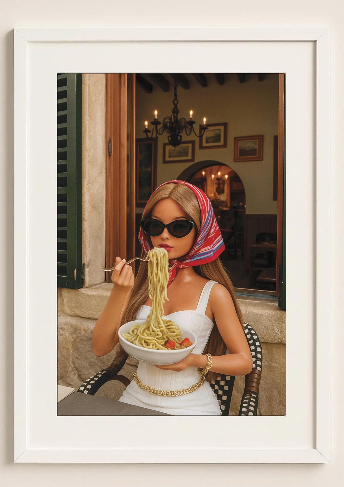 Pasta al Sole Art Print – Slim Aarons Inspired Italian Glamour