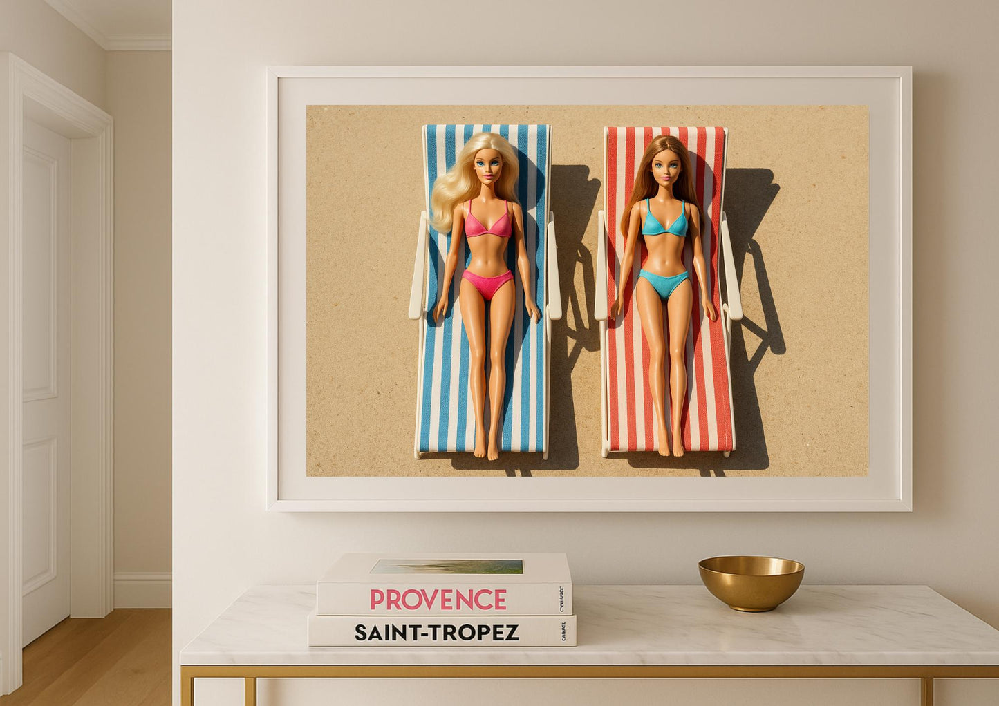 Sunbathing Society Art Print – Modern Retro Beach Wall Art