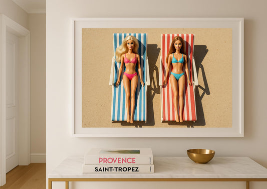 Sunbathing Society Art Print – Modern Retro Beach Wall Art