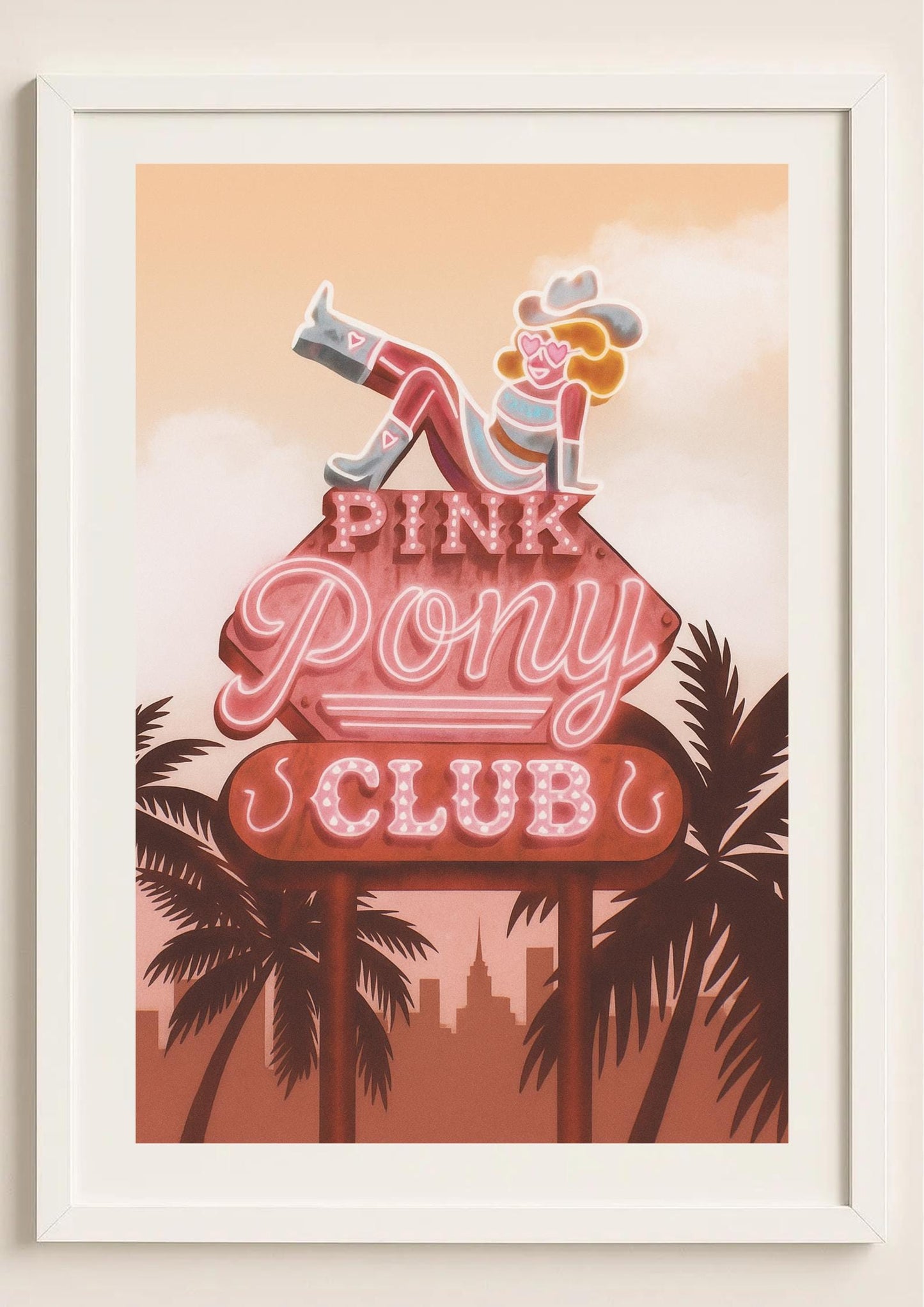 Pink Pony Club Art Print – Retro Glamour Neon Wall Decor