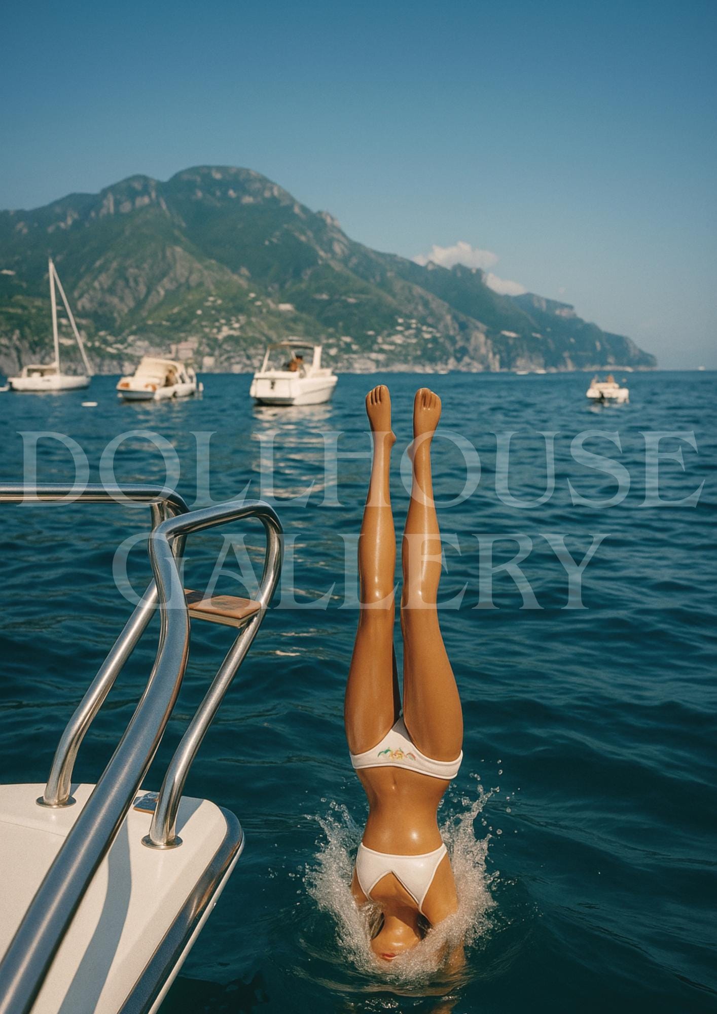 Amalfi Dive Art Print – Slim Aarons Inspired Coastal Glamour Photography