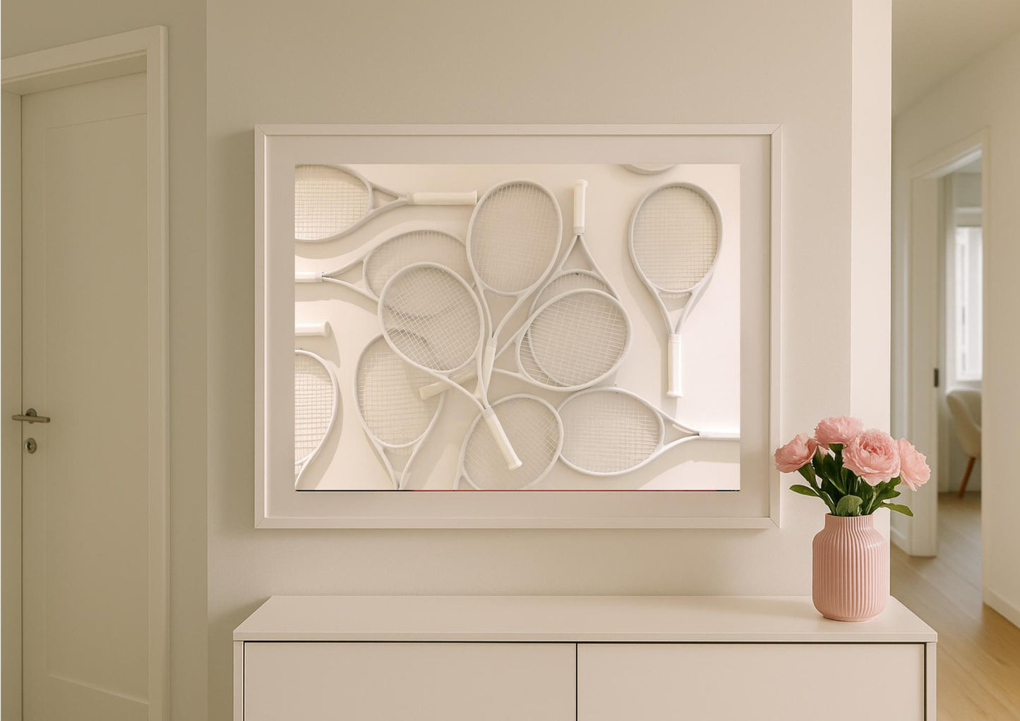 White Rackets Art Print – Minimalist Modern Sports Luxe Wall Art