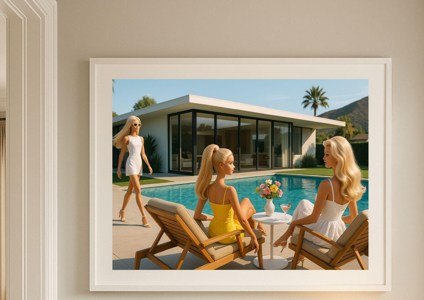 Poolside Conversation Art Print – Slim Aarons Inspired Fashion Wall Art