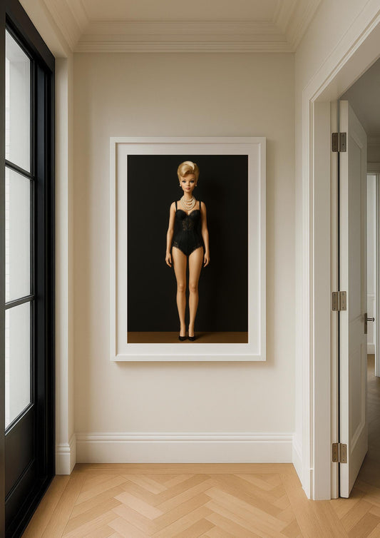 Noir Elegance Art Print – Vintage Glamour Minimalist Portrait