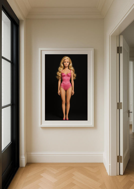 Blush Corset Art Print – Modern Glamour Fashion Portrait