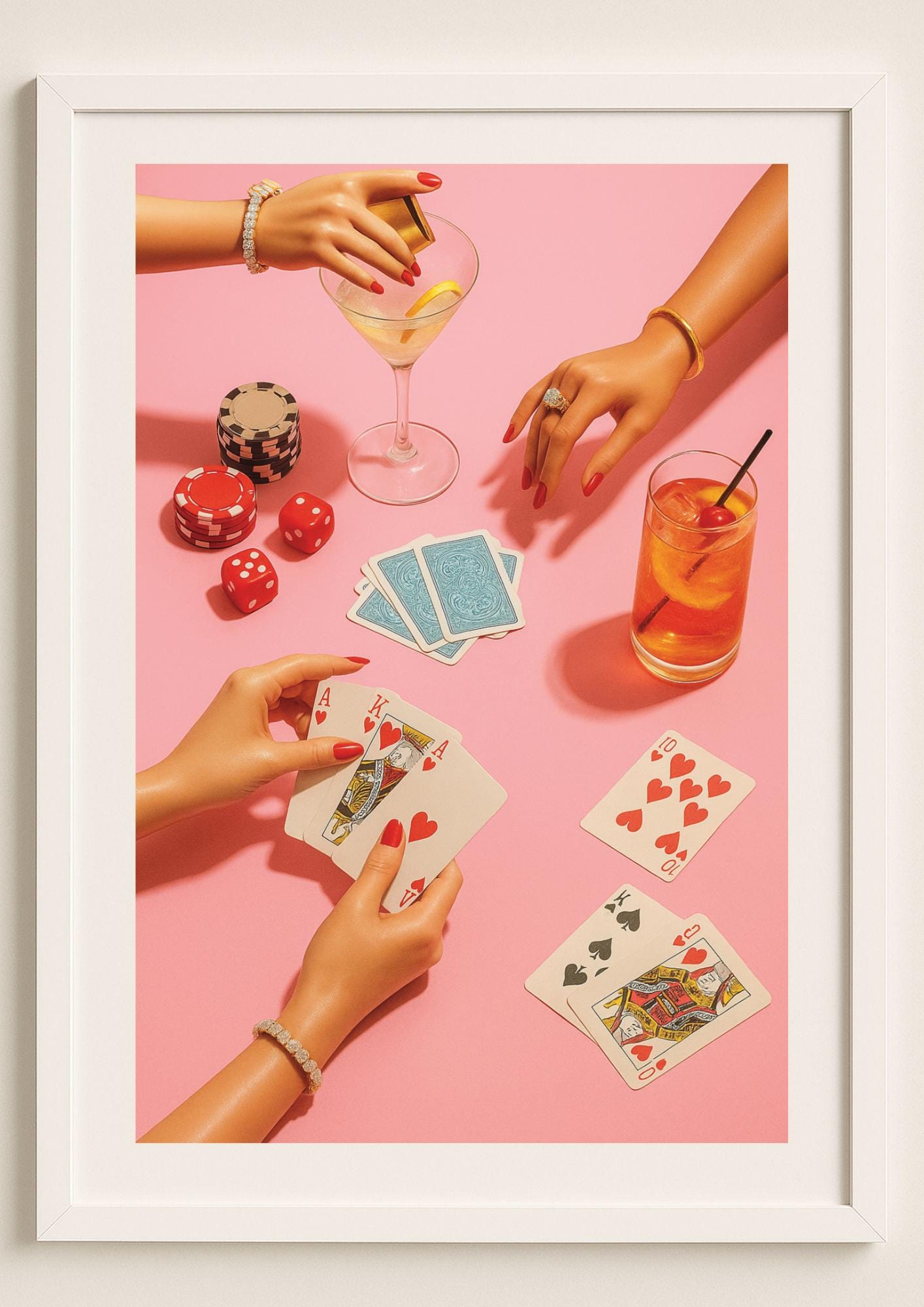 High Stakes Art Print – Glamorous Poker Night Pop Art Wall Decor